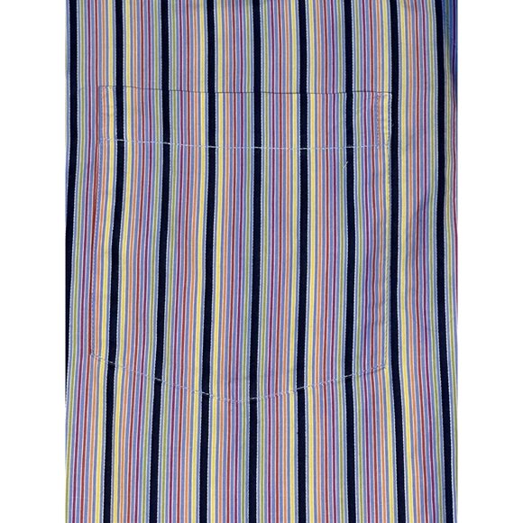 Bugatchi Mens Long Sleeve Striped Button Down Shirt Red Blue Contrast Cuff Large - Picture 11 of 16